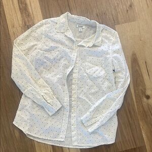 Old Navy White Polka Dot Button-Up Shirt